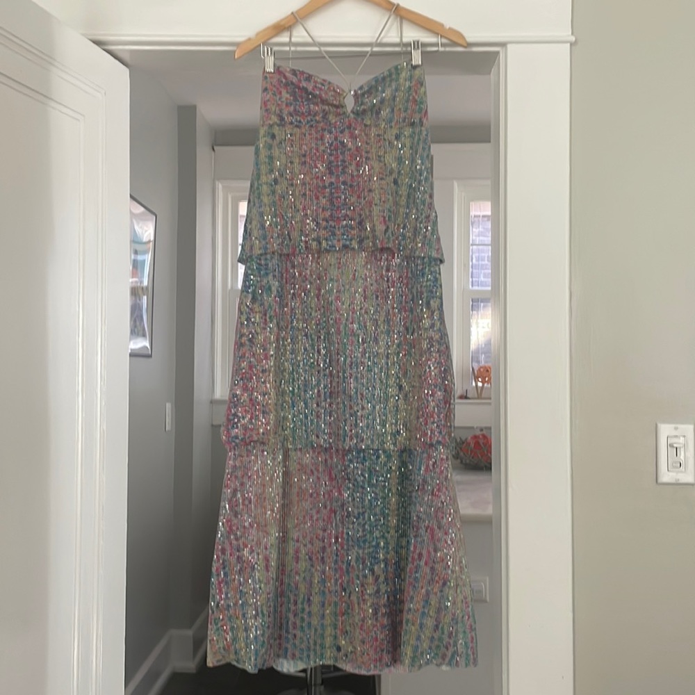 Saylor sequin maxi dress with halter straps. Size S